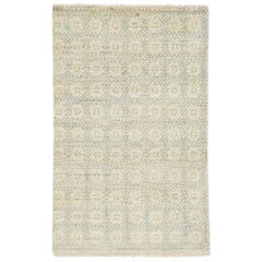 Tappeto di lana beige personalizzato geometrico fatto a mano in stile Khotan moderno