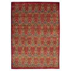 Colorful & Transitional Hand-knotted Lahore Carpet - 10'x14'