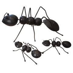 Set of Vintage Brutalist Decorative Iron Ants