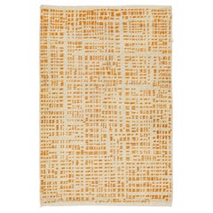 Contemporary Handmade Beige & Orange Allover Custom Wool Rug