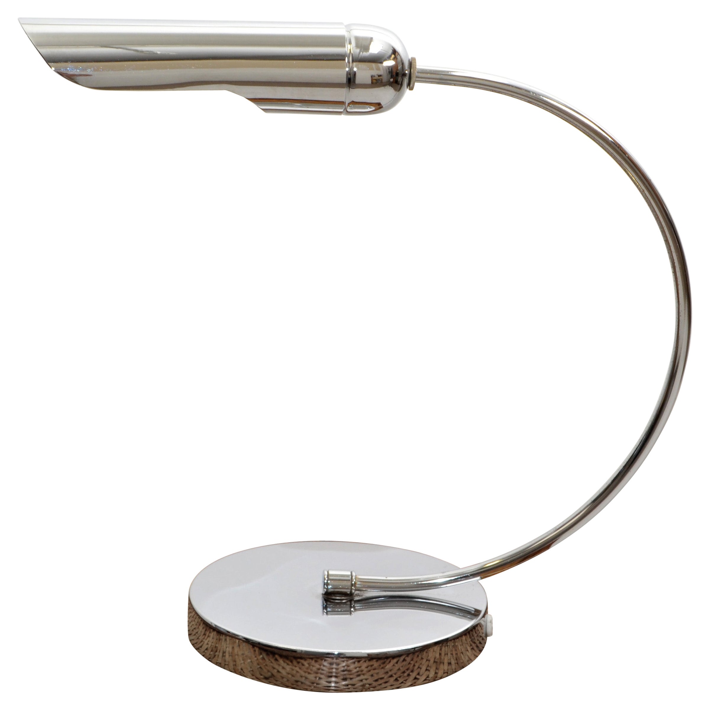 Lampe de bureau italienne vintage en forme d'arc en chrome et acier, mi-siècle moderne, 1980