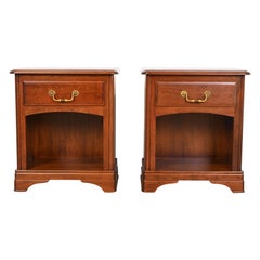 Grange French Louis Philippe Cherry Wood Nightstands, Newly Refinished