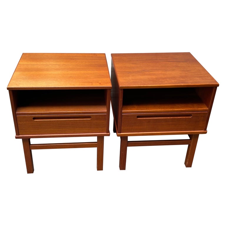 Pair of MidCentury Modern Teak Nightstands or Side Tables, Denmark at