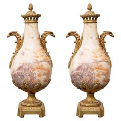 19th Century Pair of French Marble Cassolettes