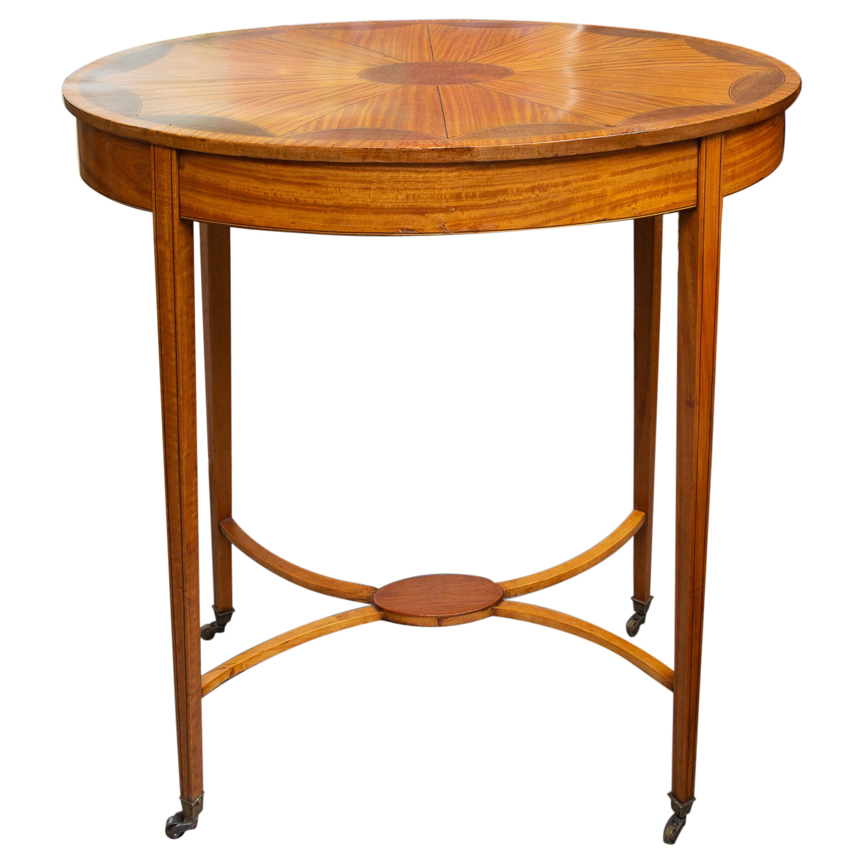 Oval Inlaid Side Table For Sale