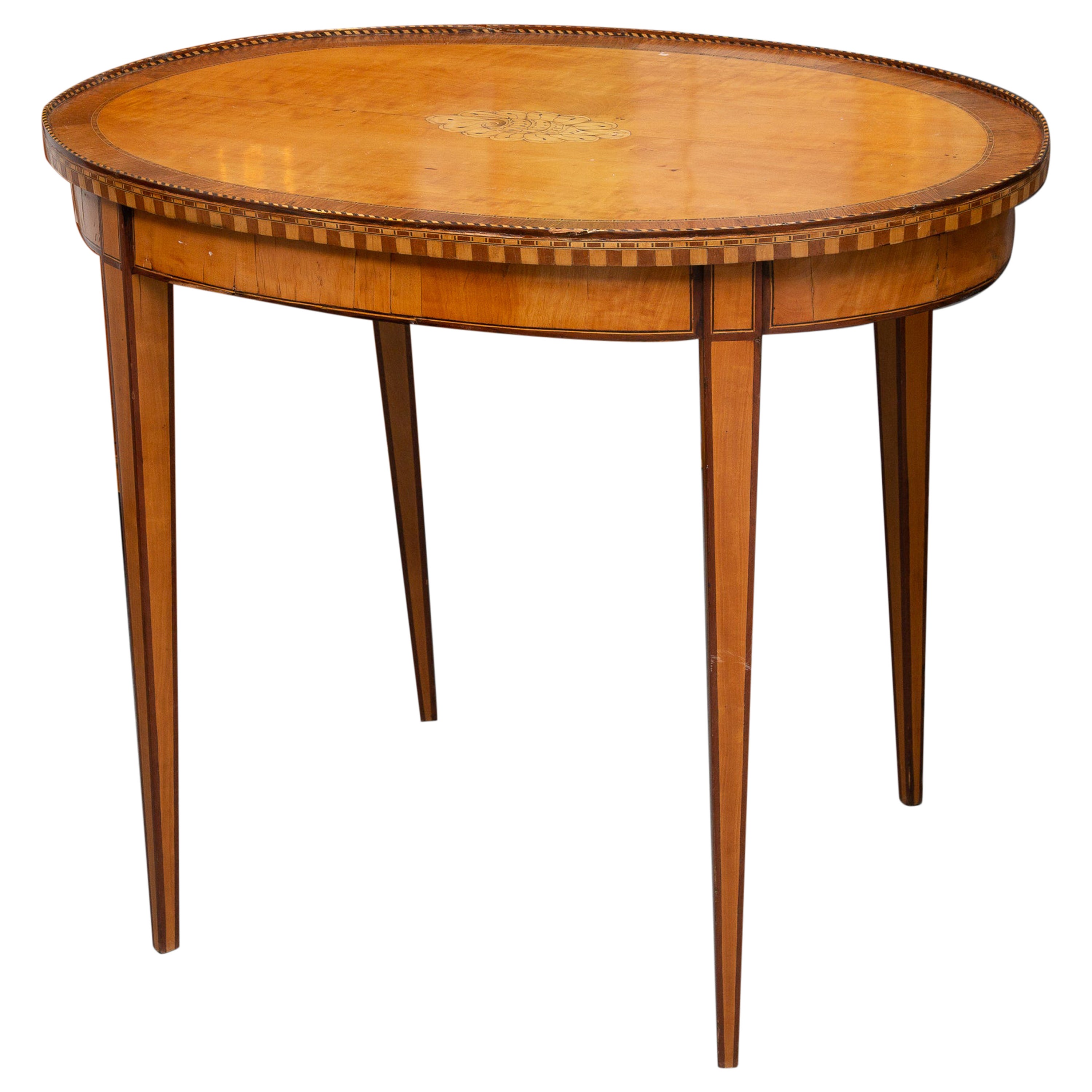 19th Century Oval George III Style Satinwood Side Table For Sale