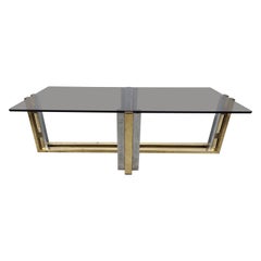 Vintage brass and chrome coffee table, 1970s 