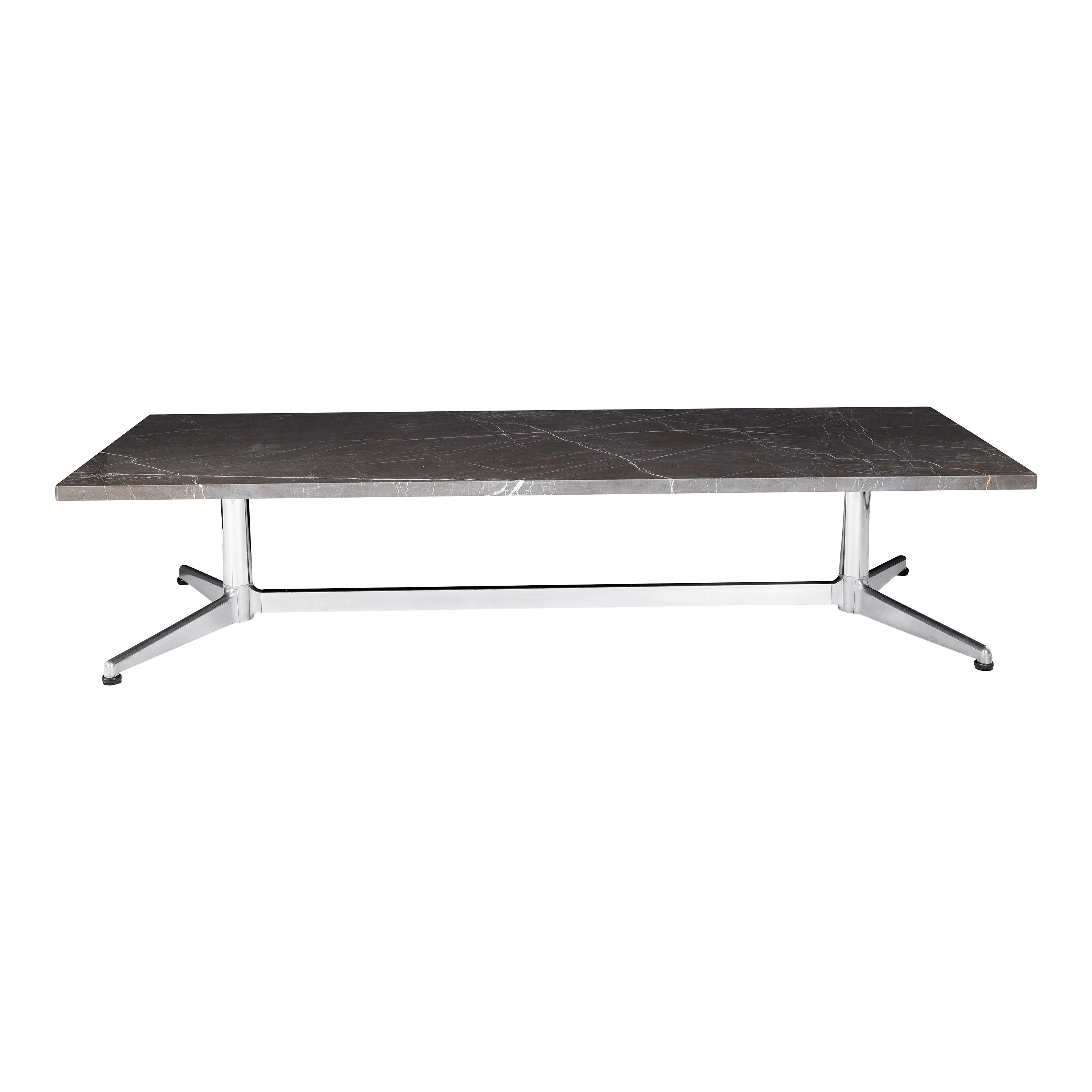Chrome Frame Coffee Table w/ Leathered Pietra Grey Top