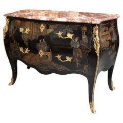 Louis XV Style Lacquered Chinoiserie Commode
