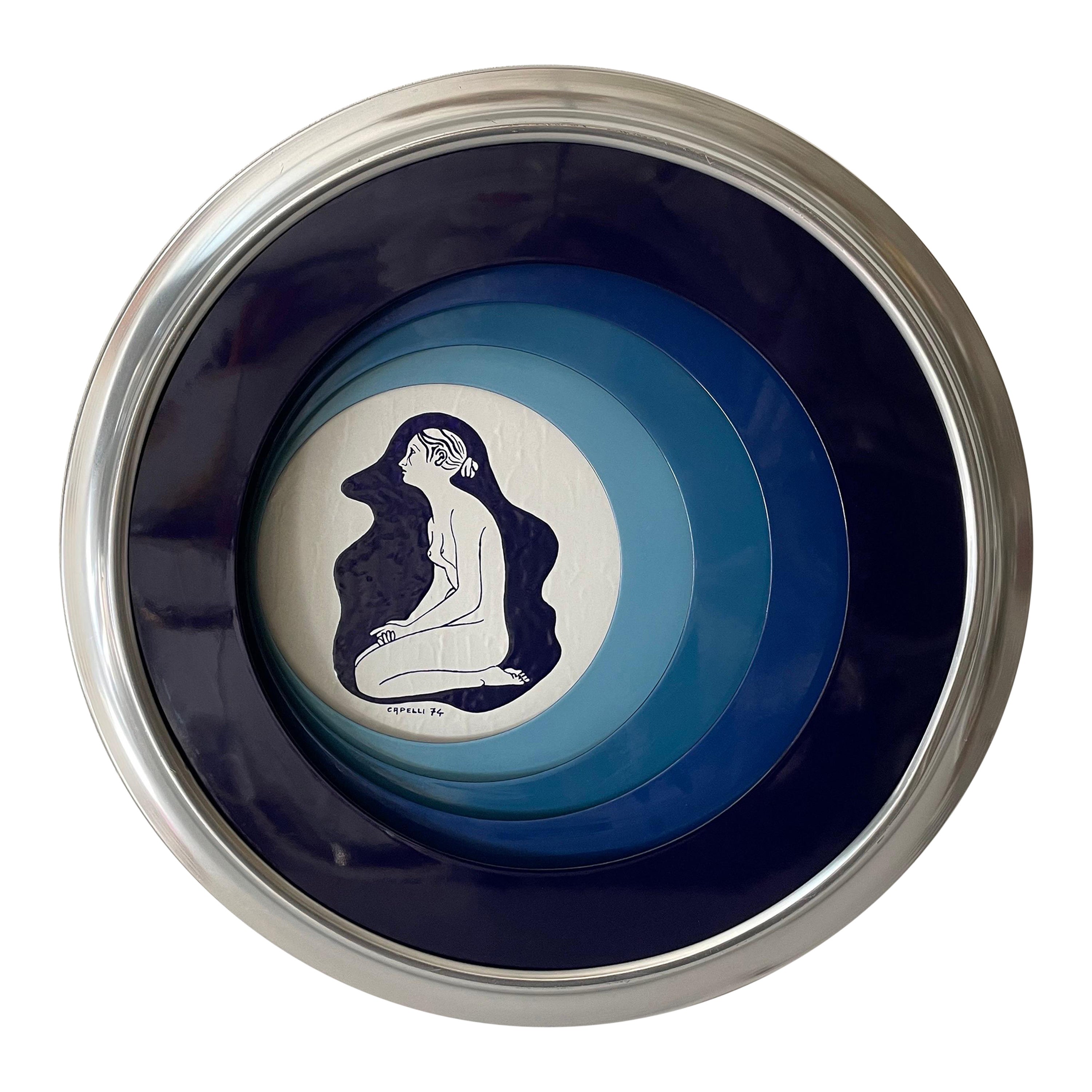 Suspension murale Pop Art bleue avec lampe par Capelli, 1974, Italie