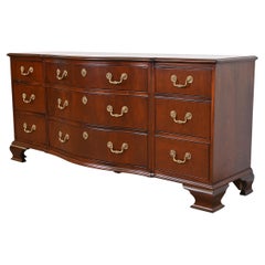 Retro Baker Furniture Georgian Mahogany Bow Front Long Dresser, Newly Refinished