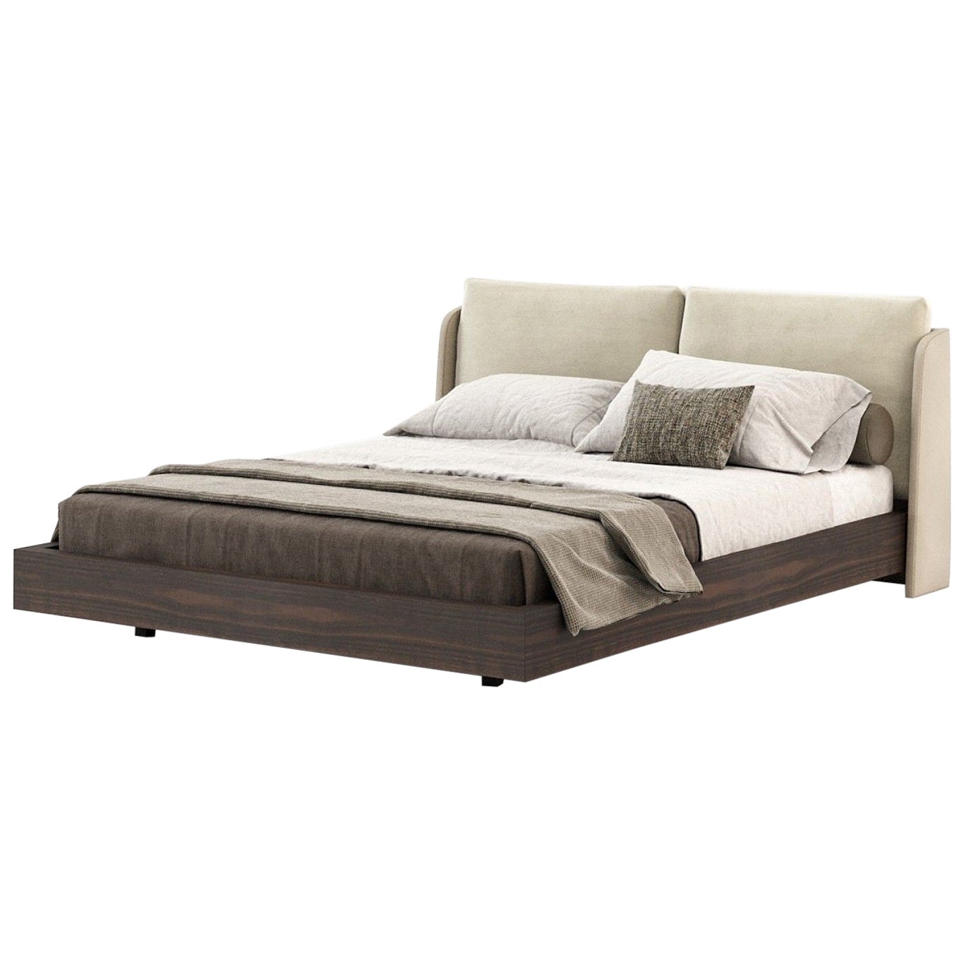 American King Size Bed in Genuine Leather and Fabric For Sale at 1stDibs genuine leather bed