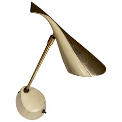 Lampada Laurel degli anni '50 Lampada scultorea da scrivania per ufficio, stile moderno in ottone