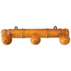 Antique French Faux Bamboo Carved Coat & Hat Rack, circa 1920