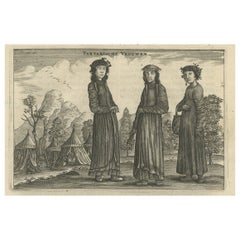 Antique Print of three Persian Women from Tartary, 1665