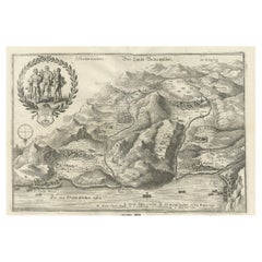 Antique Print of Unterwalden, South of Lake Lucerne in Switzerland, 1654