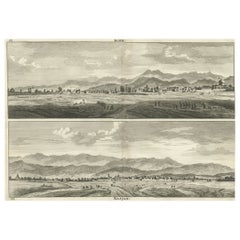 Rare Antique Engraving with Views of Qom and Kashan in Iran, 1711