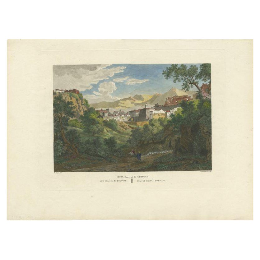 Antique Print of Tortosa, City in Spain, c.1820 For Sale