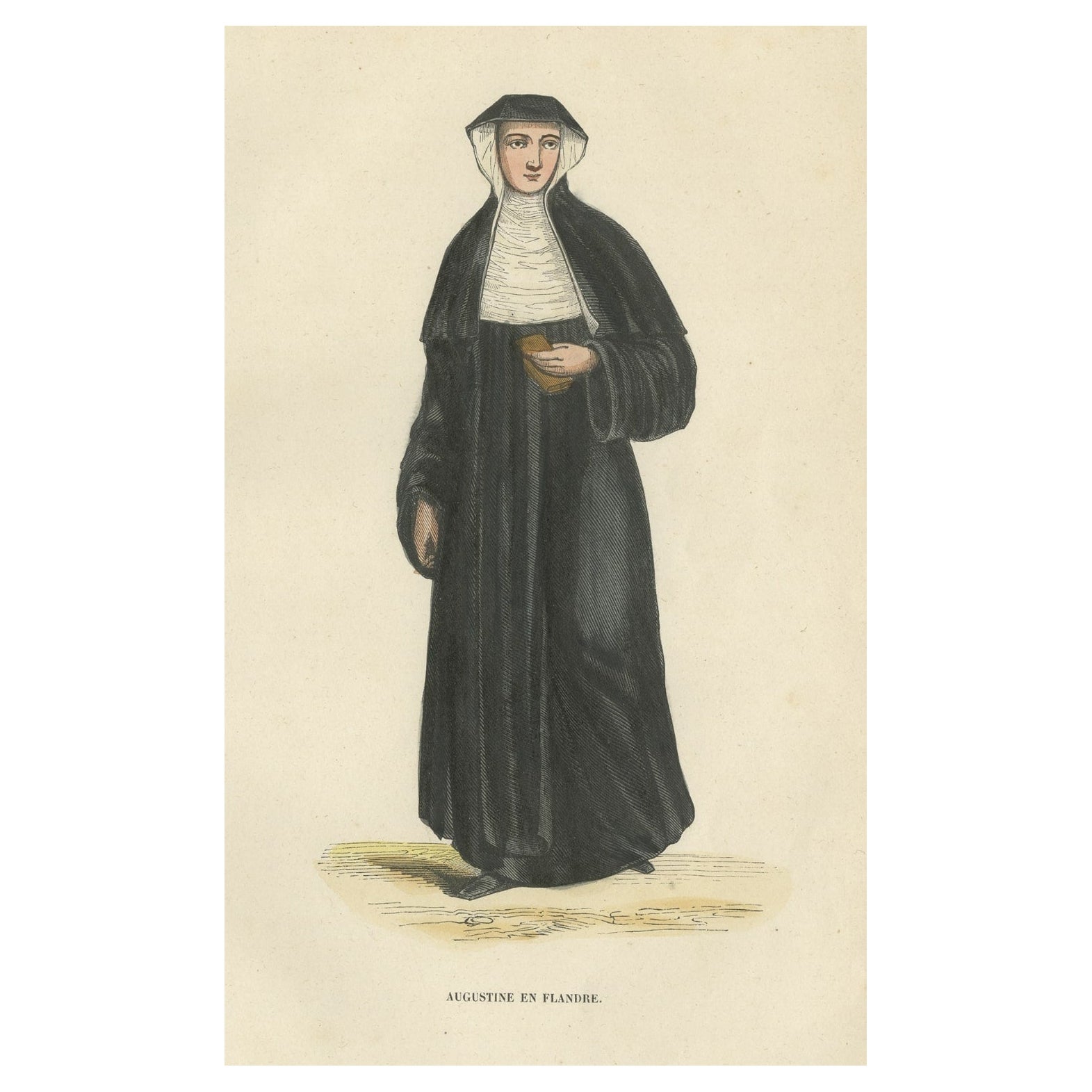 Antique Print of an Augustinian of Flanders, 1845 For Sale