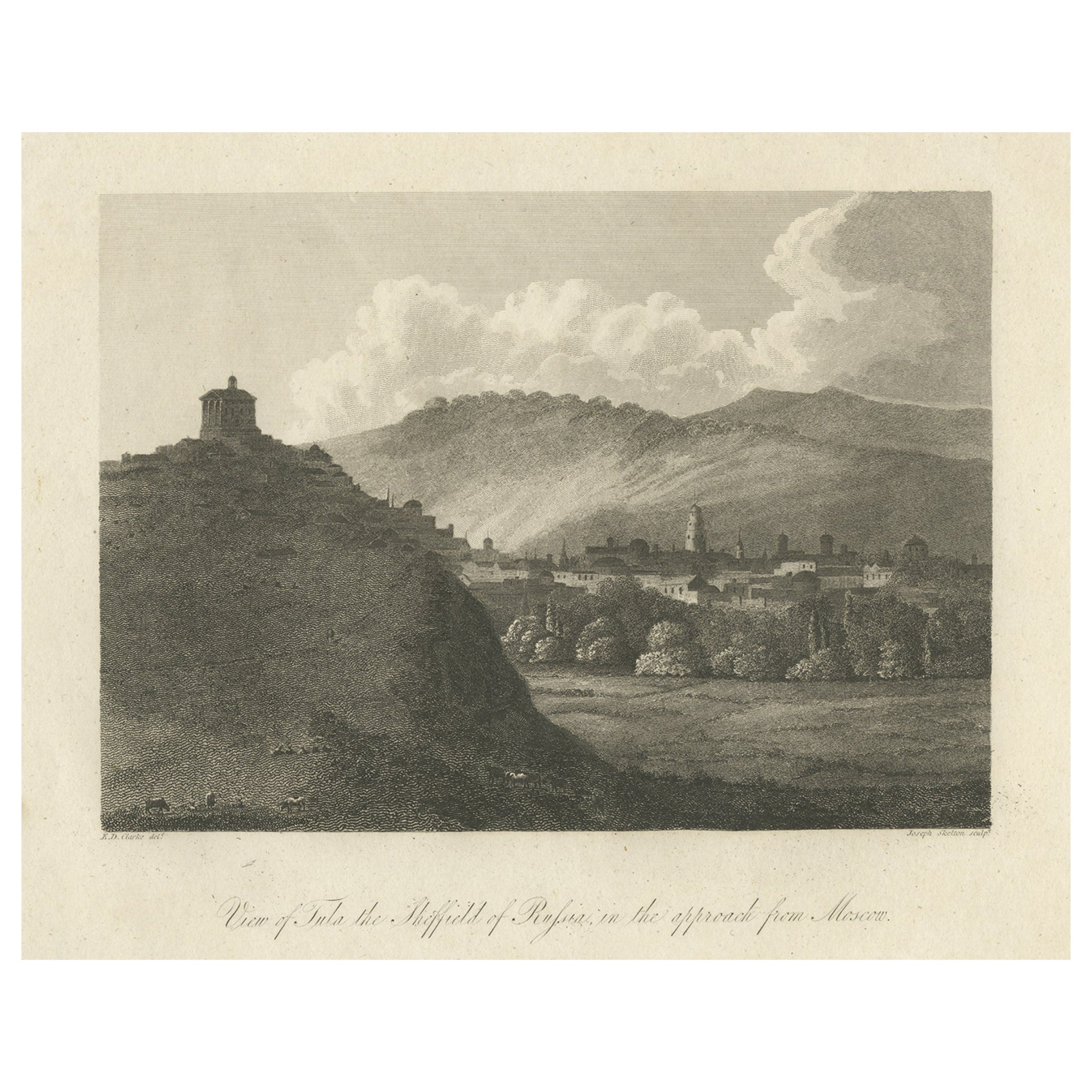Antique Print View of Tula, the Sheffield of Russia, Near Moscow, Russia, 1811 For Sale