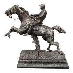 Sculpture régulière de 1930 Jockey et son cheval