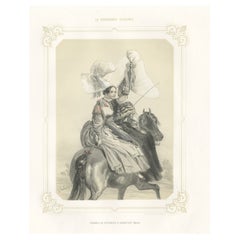 Used Print of Women from Coutances and Avranches in Normandy, France, 1852