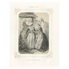 Used Print of Women from the Region of Argentan in France, 1852