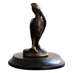 Antique Animal Bronze with Heron on Base, 1900 Period