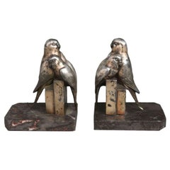 Vintage Pair of 1930 Bookend with Parakeets