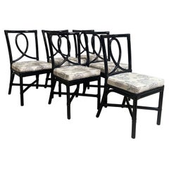 Mid-Century Modern Italian Set of Black Painted Bamboo Chairs from Vivai del Sud