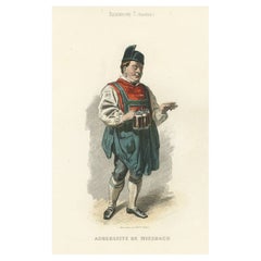 Antique Print of an Innkeeper from Miesbach, Bavariai in Germany, ca. 1850