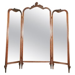 Late 19th Century Victorian Louis XV Rococo Design Triple Mirror Room Screen