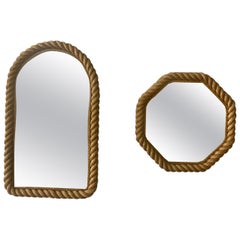 Set of Two Rope Mirrors by Audoux Minet, 1950's