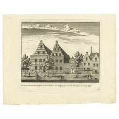 Antiker Druck eines Waisenhauses und einer Textilfabrik, um 1800