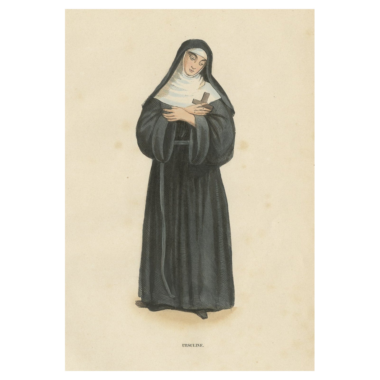 Print of an Ursuline Sister, of an Enclosed Religious Order of Consecrated Women For Sale