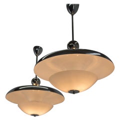 Unique Set of Two Bauhaus Chandeliers, 1930s, Restored