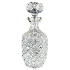 Vintage English Crystal Decanter with Cross Hatched Diamond Pattern, circa 1980