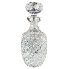 Retro English Crystal Decanter with Cross Hatched Diamond Pattern, circa 1980