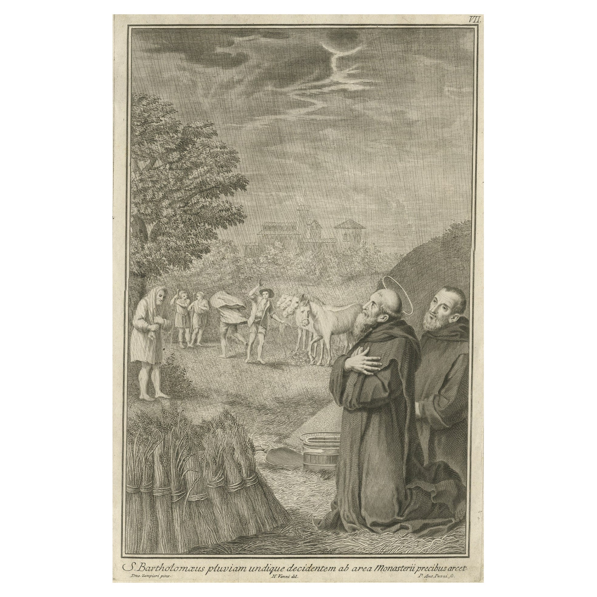 Antique Print of Bartholomew the Apostle, 1762 For Sale