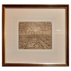 Grabado antiguo de la ciudad de Groninga, Países Bajos, de Münster, c.1600