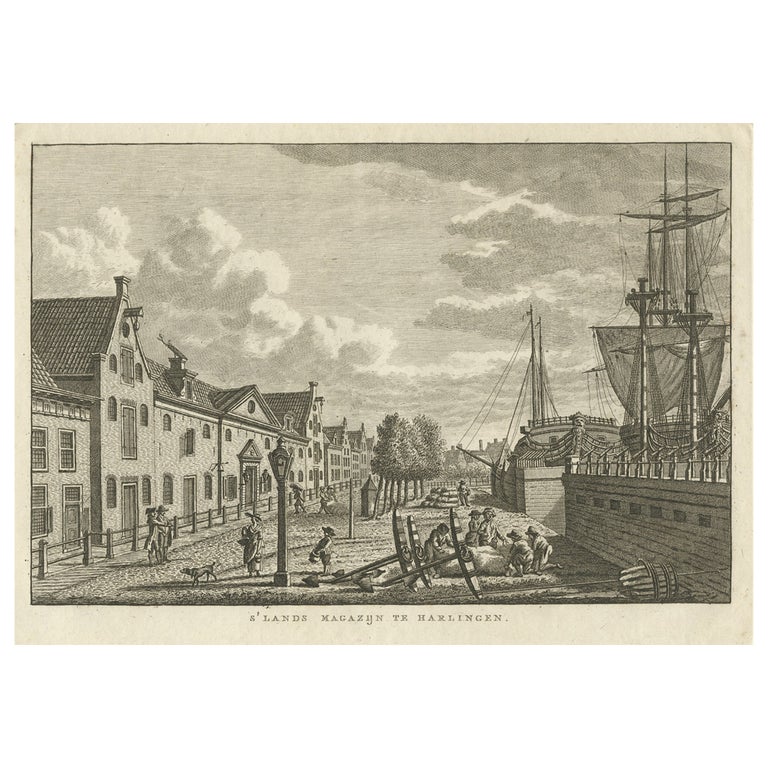 Impression ancienne de la ville flamande de Harlingen aux PaysBas, 1793 En vente sur 1stDibs Impression ancienne de la ville flamande de Harlingen aux PaysBas, 1793 En vente sur 1stDibs