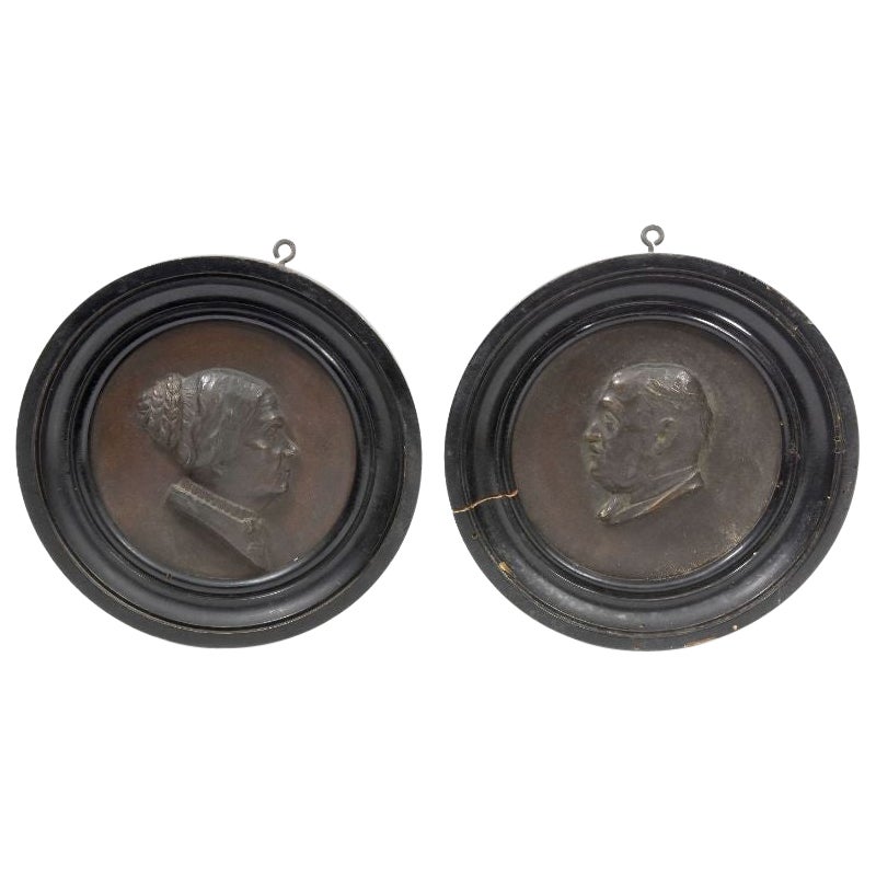 Pair of Decorative Bronze Medallions For Sale