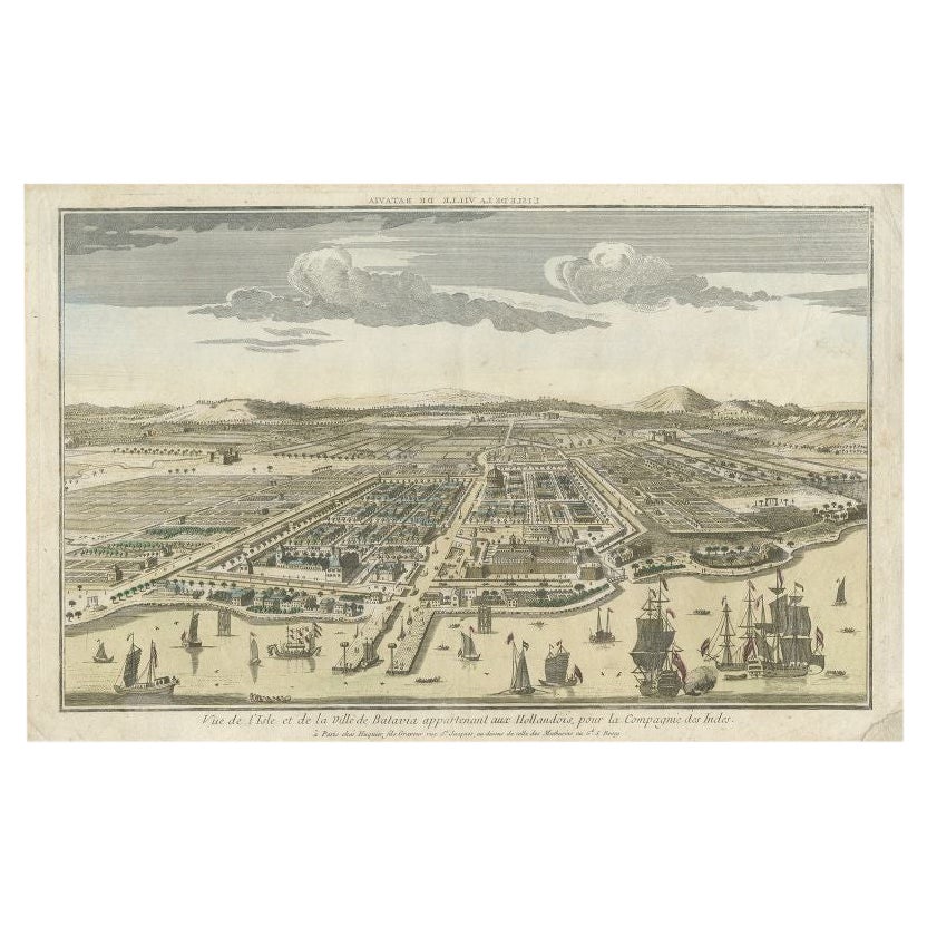 Antique Print of Batavia or nowadays Jakarta, Indonesia, c.1755 For Sale