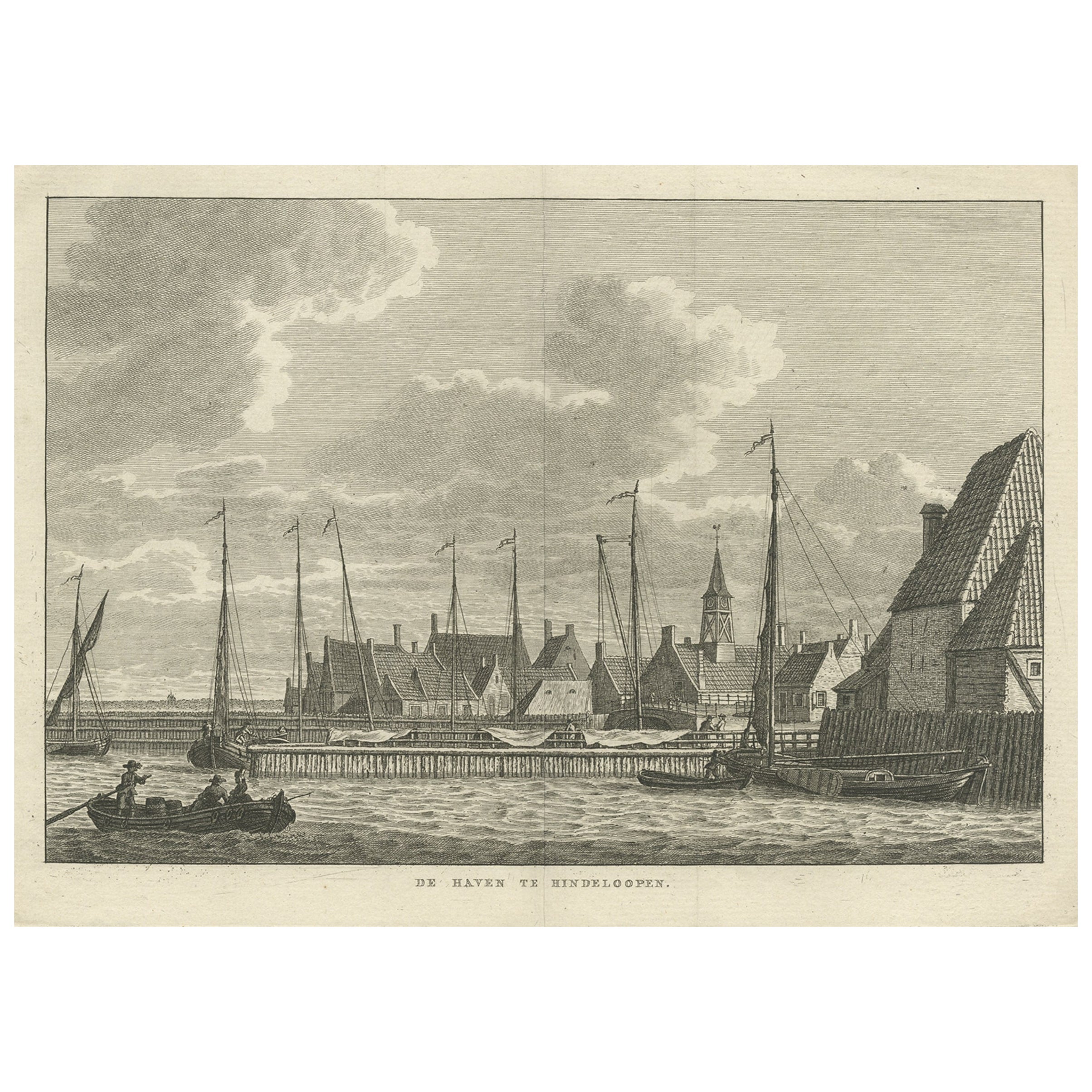 Antique Print of the Frisian City of Hindelopen in The Netherlands, 1793