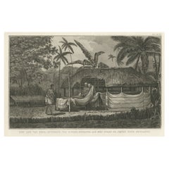 Antiker Gravur des toten Oberhäuptmeisters von Tahiti auf dem Pazifik, 1803