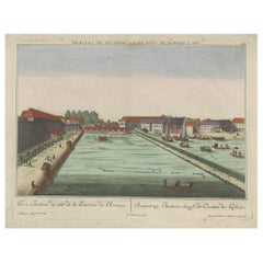 Antiker Druck des Schlosses Batavia in Indonesien, heute Jakarta, um 1770