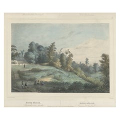 Stampa antica di Batu Meja nelle Molucche, Indonesia, 1845 ca.