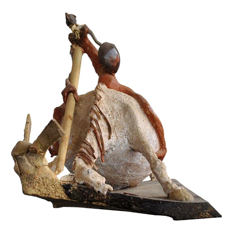 Don Quixote : Sculpture en céramique émaillée du XXe siècle