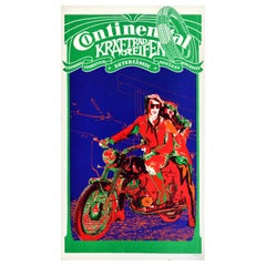 Original Vintage Advertising Poster Continental Kraftrad Reifen Motorcycle Tyres