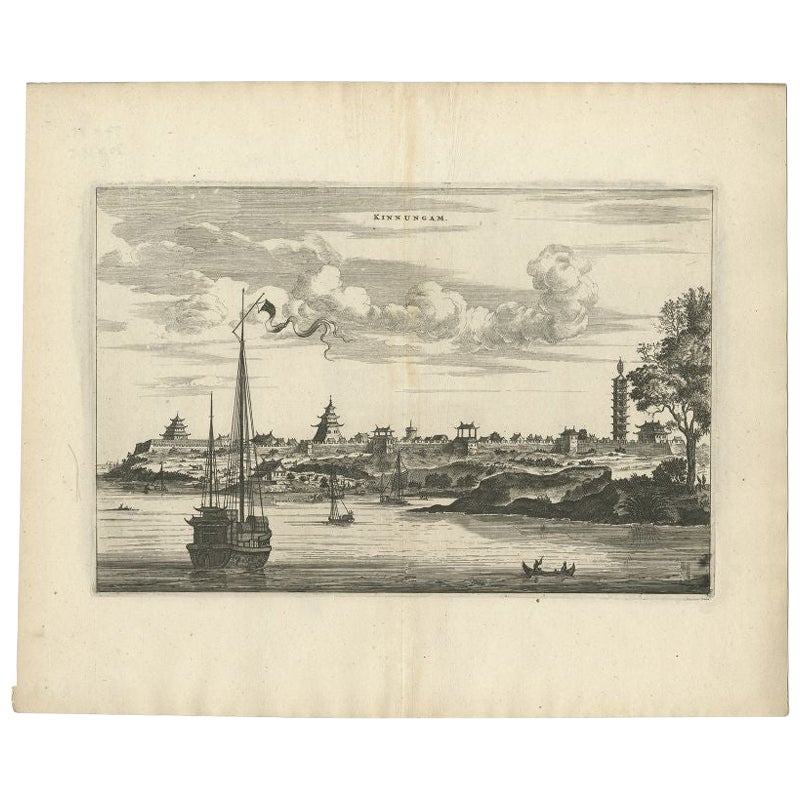 Antique Print of the City of Kinnungam in China, 1668